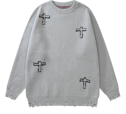 Cross Vintage Ripped Knit Sweaters