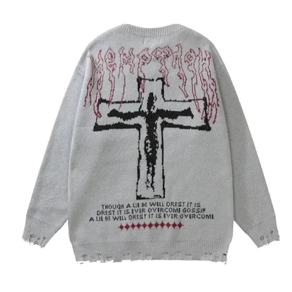 Cross Vintage Ripped Knit Sweaters
