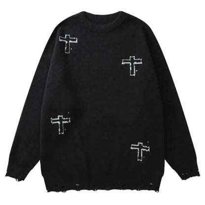 Cross Vintage Ripped Knit Sweaters